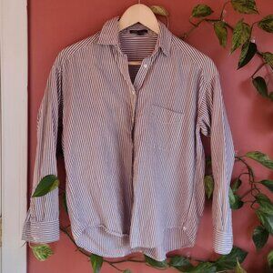 Vince Stripe Relaxed Cotton Button-Up Shirt Women's Small